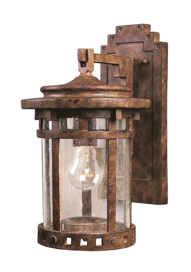 Picture of 100W Santa Barbara VX 1-Light Outdoor Wall Lantern SE Seedy Glass MB Incandescent 