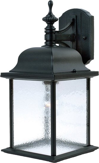 Picture of 100W Senator 1-Light Outdoor Wall Lantern BK Seedy Glass MB Incandescent 7"x15.5" 6-Min