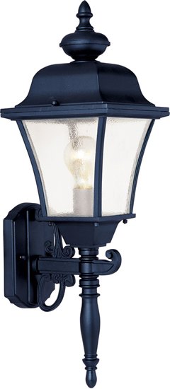 Foto para 100W Senator 1-Light Outdoor Wall Lantern BK Seedy Glass MB Incandescent 7"x22.5" 6-Min