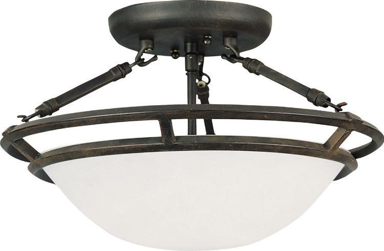 Foto para 100W Stratus 3-Light Semi-Flush Mount BZ Marble Glass MB Incandescent 