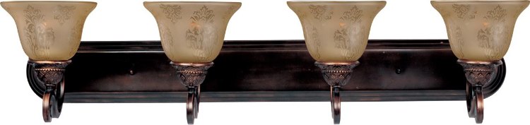 Picture of 100W Symphony 4-Light Bath Vanity OI Screen Amber Glass MB Incandescent 