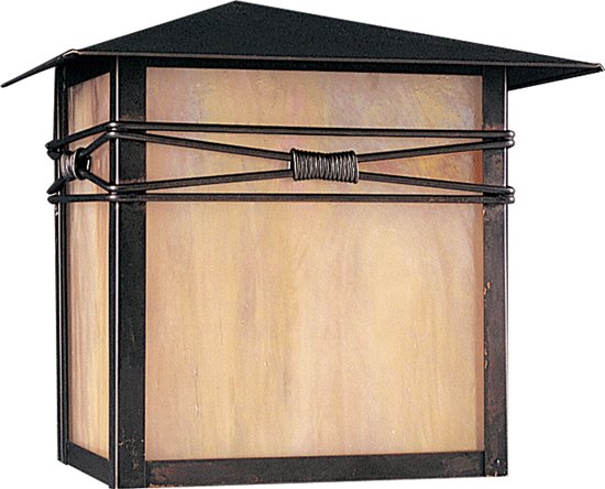 Picture of 100W Taliesin 1-Light Outdoor Wall Lantern BU Iridescent Glass MB Incandescent 10"x9.5" 