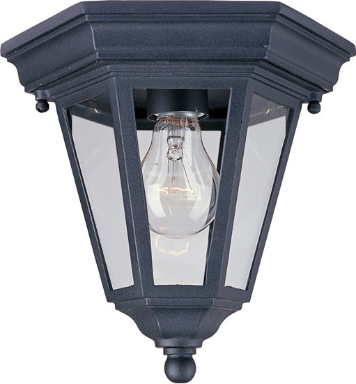 Picture of 100W Westlake Cast 1-Light Outdoor Ceiling Mount BK Clear Glass MB Incandescent 8-Min