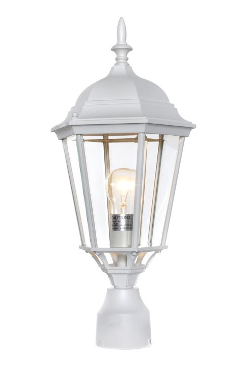 Picture of 100W Westlake Cast 1-Light Outdoor Pole/Post Lantern WT Clear Glass MB Incandescent 4-Min
