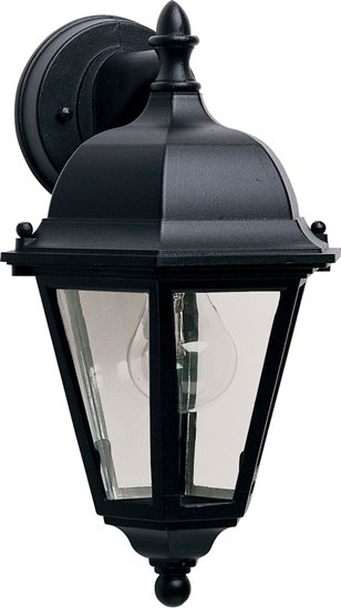 Foto para 100W Westlake Cast 1-Light Outdoor Wall Lantern BK Clear Glass MB Incandescent 8"x15" 6-Min