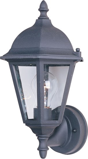 Picture of 100W Westlake Cast 1-Light Outdoor Wall Lantern BK Clear Glass MB Incandescent 8"x15" 6-Min