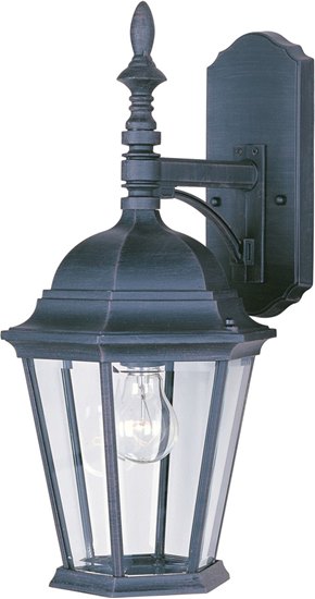 Picture of 100W Westlake Cast 1-Light Outdoor Wall Lantern BK Clear Glass MB Incandescent 9.5"x19" 4-Min