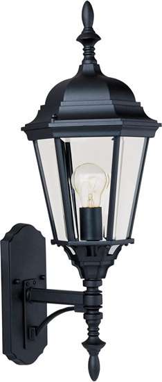 Picture of 100W Westlake Cast 1-Light Outdoor Wall Lantern BK Clear Glass MB Incandescent 9.5"x24" 4-Min