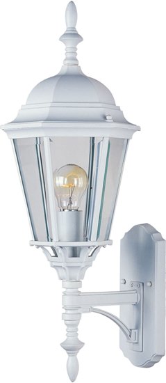Picture of 100W Westlake Cast 1-Light Outdoor Wall Lantern WT Clear Glass MB Incandescent 9.5"x24" 4-Min