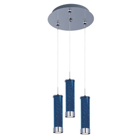 Foto para 11.5W Chroma 3-Light LED RapidJack Pendant and Canopy PC Sky Blue Glass Cree® LED (OA HT 22.5"-142.5") (CAN 11.75"x2.5")