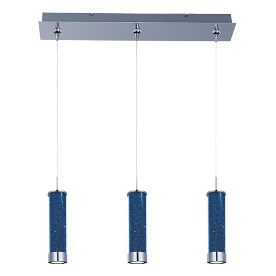 Foto para 11.5W Chroma 3-Light LED RapidJack Pendant and Canopy PC Sky Blue Glass Cree® LED (OA HT 22.5"-142.5") (CAN 24.25"x4.5"x2.5")