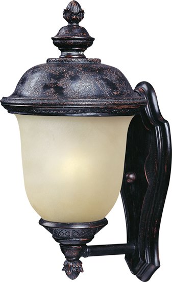 Foto para 13W Carriage House EE 1-Light Outdoor Wall Lantern OB Mocha Glass GU24 Fluorescent 9"x16" 