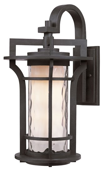 Foto para 13W Oakville EE 1-Light Outdoor Wall Lantern BO Water Glass GU24 8"x14.25" 