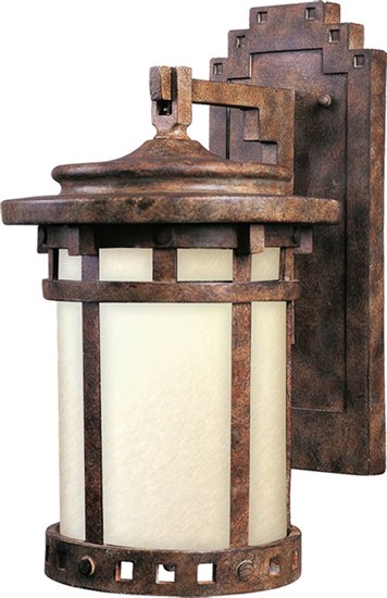 Foto para 13W Santa Barbara EE 1-Light Outdoor Wall Lantern SE Mocha Glass GU24 Fluorescent 7"x13" 