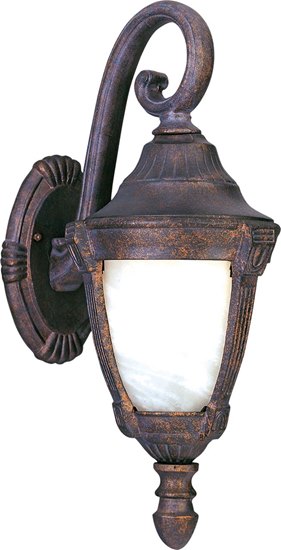 Picture of 150W Wakefield Cast 1-Light Outdoor Wall Lantern EB Marble Glass MB Incandescent 8"x20" 