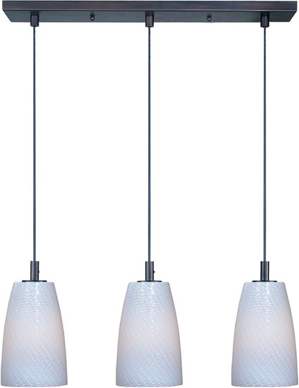 Foto para 18W Carte 3-Light Pendant BZ White Ripple G24- 2 Quad T4 CFL (OA HT 24"-60")