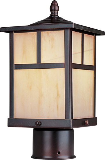 Foto para 18W Coldwater EE 1-Light Outdoor Pole/Post Lantern BU Honey Glass GU24 Fluorescent 
