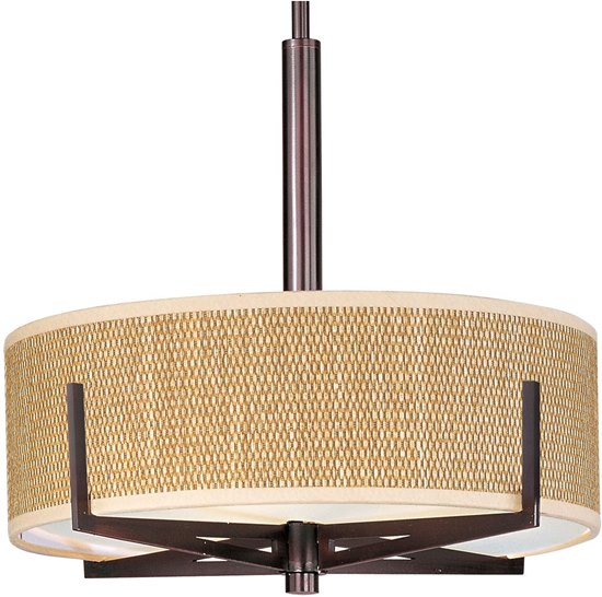 Foto para 18W Elements 3-Light Pendant OI Natural Fiber GU24 Fluorescent 16"x5.25" (OA HT 25"-68")