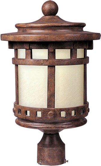 Picture of 18W Santa Barbara EE 1-Light Outdoor Pole/Post Lantern SE Mocha Glass GU24 Fluorescent 