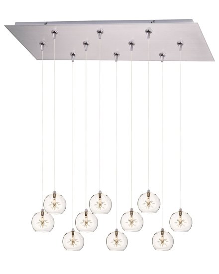 Picture of 20W Starburst 10-Light RapidJack Pendant and Canopy SN Clear Glass 12V G4 Xenon (OA HT 6.5"-126.5") (CAN 31.5"x12.5"x2.5")