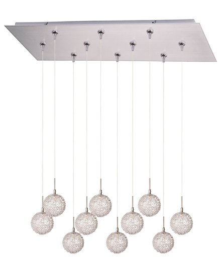 Foto para 20W Starburst 10-Light RapidJack Pendant and Canopy SN Mesh Glass 12V G4 Xenon (OA HT 6.5"-126.5") (CAN 31.5"x12.5"x2.5")