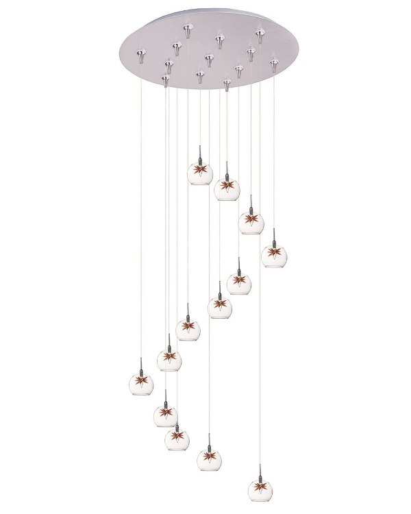 Foto para 20W Starburst 13-Light RapidJack Pendant and Canopy SN Clear/Amber Glass 12V G4 Xenon (OA HT 6.5"-126.5") (CAN 21"x2.5")
