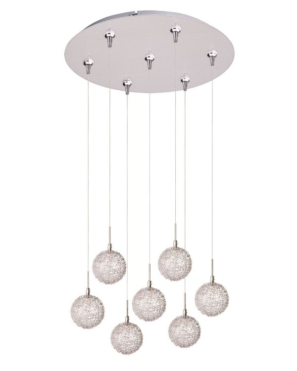 Picture of 20W Starburst 7-Light RapidJack Pendant and Canopy SN Mesh Glass 12V G4 Xenon (OA HT 6.5"-126.5") (CAN 17"x2.5")