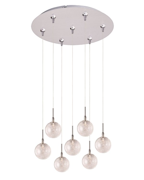 Picture of 20W Starburst 7-Light RapidJack Pendant and Canopy SN Threaded Glass 12V G4 Xenon (OA HT 6.5"-126.5") (CAN 17"x2.5")