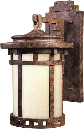 Foto para 26W Santa Barbara EE 1-Light Outdoor Wall Lantern SE Mocha Glass GU24 Fluorescent 