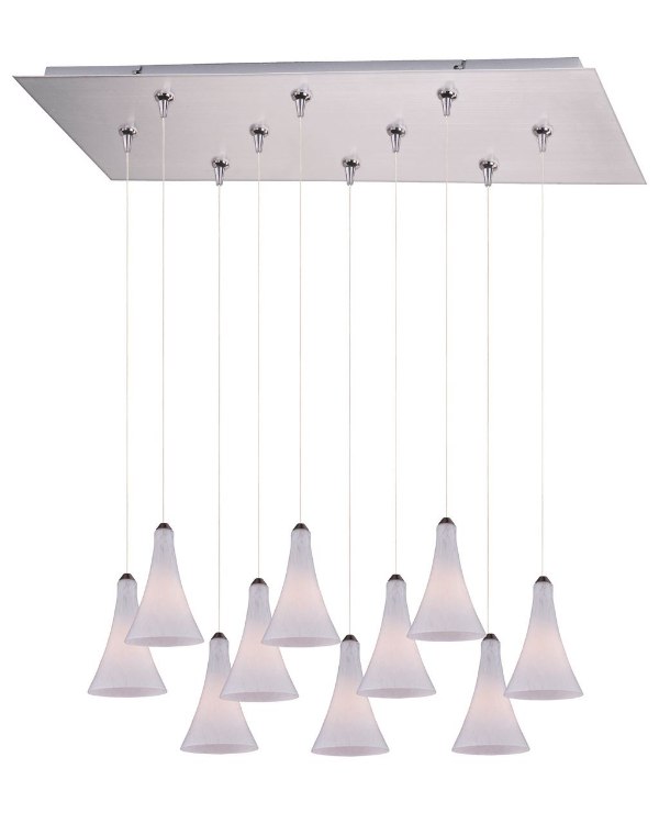 Picture of 35W Leopard 10-Light RapidJack Pendant and Canopy SN White Leopard Glass 12V G4 Xenon (OA HT 10"-130") (CAN 31.5"x12.5"x2.5")