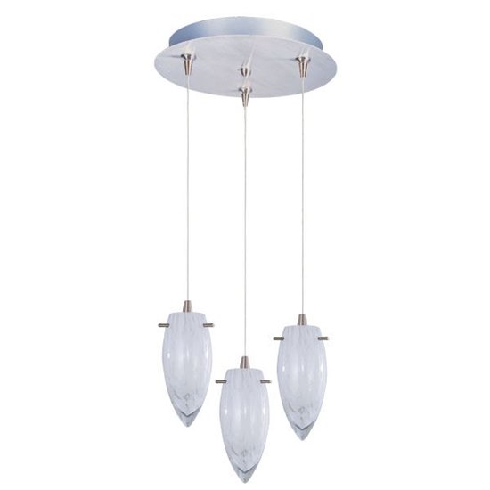 Foto para 35W White Cirrus 3-Light RapidJack Pendant and Canopy SN Glass 12V G4 Xenon (OA HT 8"-128.25") (CAN 11.75"x1.25")