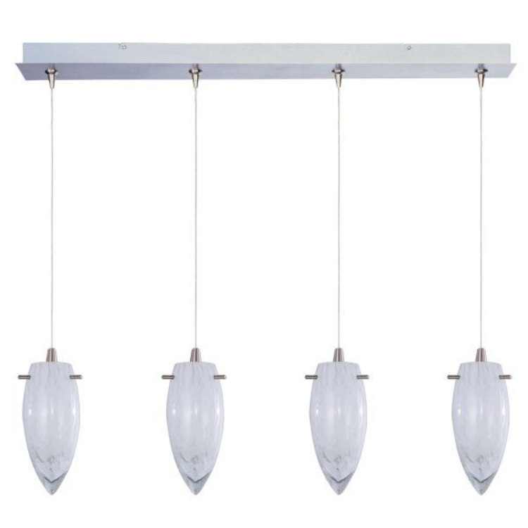 Picture of 35W White Cirrus 4-Light RapidJack Pendant and Canopy SN Glass 12V G4 Xenon (OA HT 9.25"-129.25") (CAN 34.5"x4.5"x2.25")