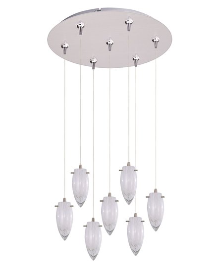 Foto para 35W White Cirrus 7-Light RapidJack Pendant and Canopy SN Glass 12V G4 Xenon (OA HT 9.5"-129.5") (CAN 17"x2.5")