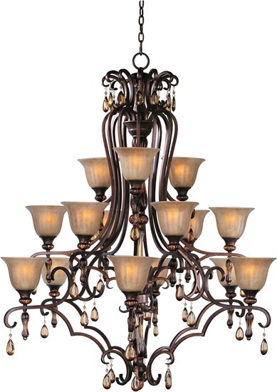 Picture of 40W Dresden 15-Light Chandelier FL Ember Glass MB Incandescent 72" Chain