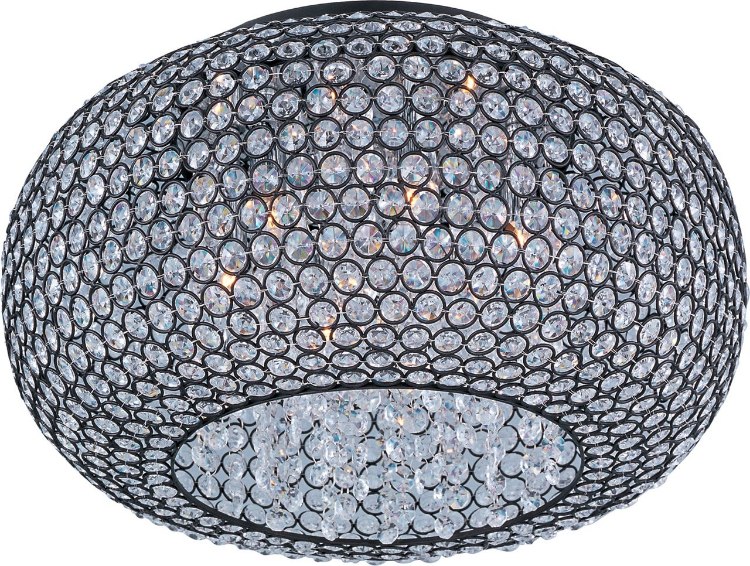 Foto para 40W Glimmer 6-Light Flush Mount BZ Beveled Crystal Glass G9 Xenon 18"x8.75" 