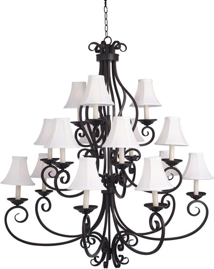 Foto para 40W Manor 15-Light Chandelier with Shades OI Fabric CA Incandescent 72" Chain