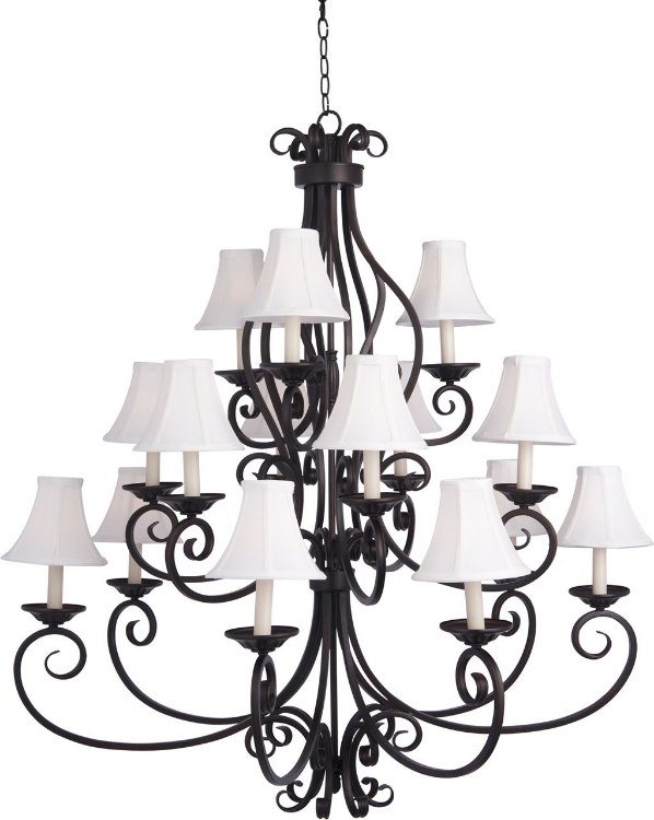 Picture of 40W Manor 15-Light Chandelier with Shades OI Fabric CA Incandescent 72" Chain