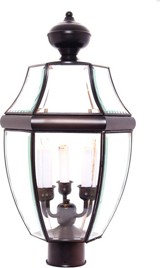 Picture of 40W South Park 3-Light Outdoor Pole/Post Lantern BK Clear Glass CA Incandescent 12"x23.5" 