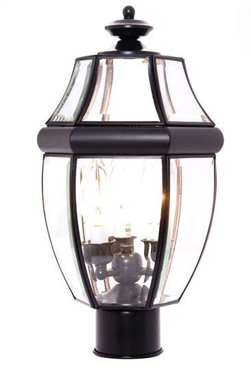 Picture of 40W South Park 3-Light Outdoor Pole/Post Lantern BK Clear Glass CA Incandescent 9.5"x18.5" 