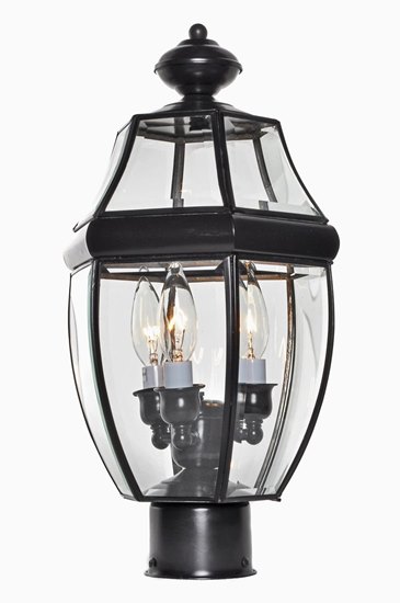 Picture of 40W South Park 3-Light Outdoor Pole/Post Lantern BU Clear Glass CA Incandescent 9.5"x18.5" 