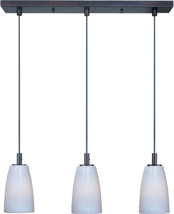 Foto para 50W Carte 3-Light Pendant BZ White Ripple G9 Xenon (OA HT 24"-60")