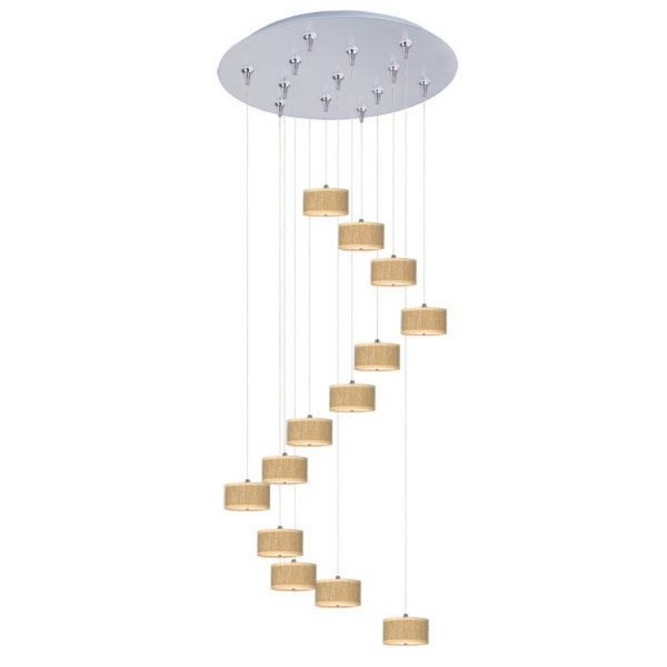 Picture of 50W Elements 13-Light RapidJack Pendant and Canopy SN Natural Fiber 12V GY6.35 T4 Xenon (OA HT 6.25"-126.25") (CAN 21"x2.5")