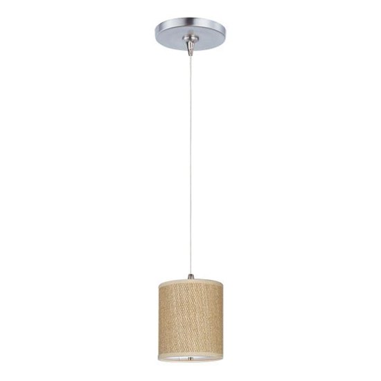 Foto para 50W Elements 1-Light RapidJack Pendant and Canopy SN Natural Fiber 12V GY6.35 T4 Xenon (OA HT 8"-128") (CAN 4.5"x4.25")