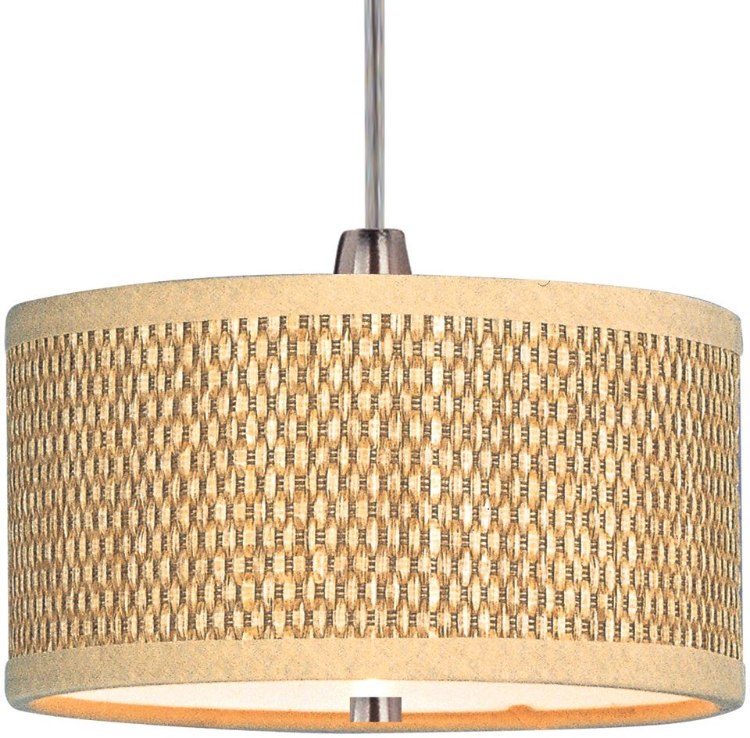 Foto para 50W Elements 1-Light RapidJack Pendant SN Natural Fiber 12V GY6.35 T4 Xenon (OA HT 16"-77")