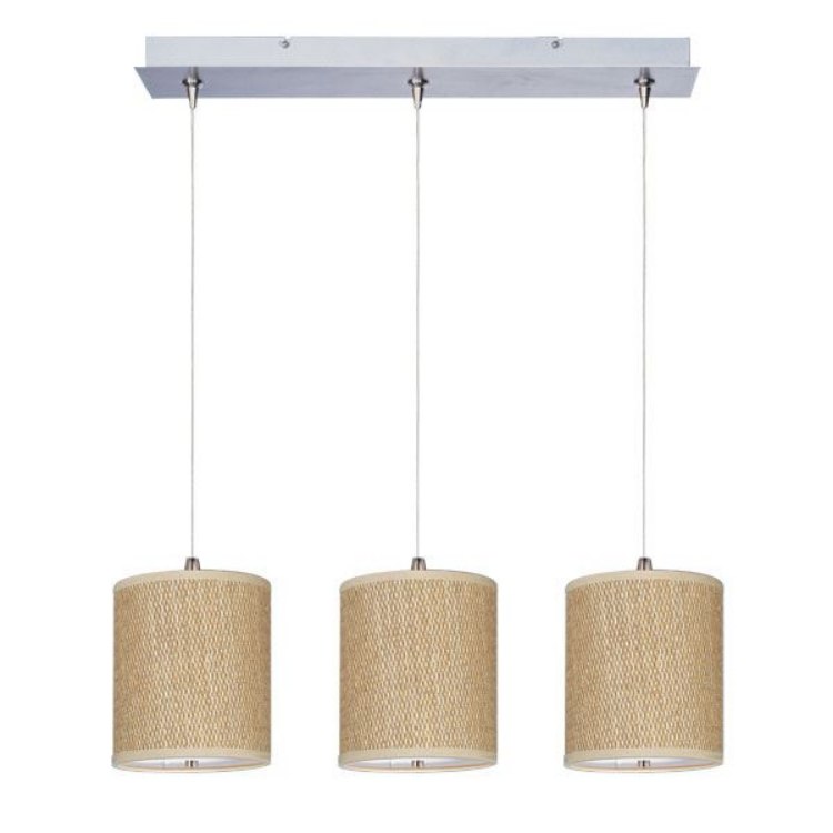 Picture of 50W Elements 3-Light RapidJack Pendant and Canopy SN Natural Fiber 12V GY6.35 T4 Xenon (OA HT 20.25"-128.25") (CAN 24.25"x4.25"x1.25")