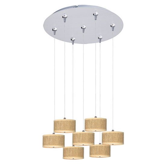 Foto para 50W Elements 7-Light RapidJack Pendant and Canopy SN Natural Fiber 12V GY6.35 T4 Xenon (OA HT 6.25"-126.25") (CAN 17"x2.5")