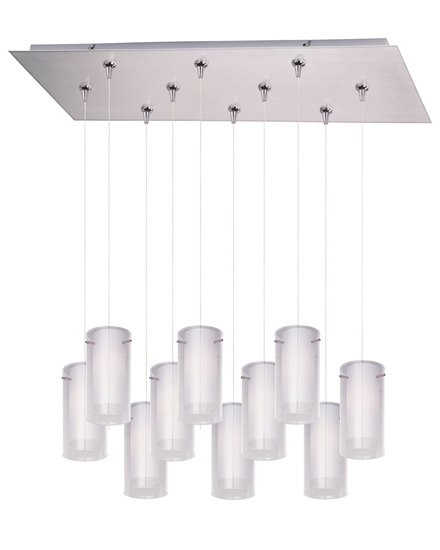 Foto para 50W Frost 10-Light RapidJack Pendant and Canopy SN Clear/White Glass 12V GY6.35 T4 Xenon (OA HT 9.5"-129.5") (CAN 31.5"x12.5"x2.5")