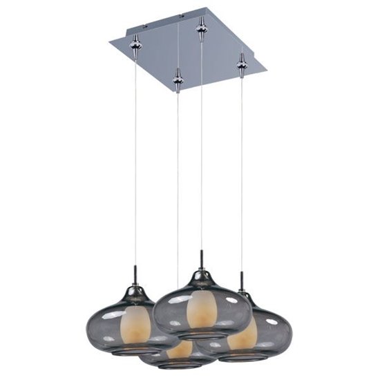 Picture of 50W Graduating 4-Light RapidJack Pendant and Canopy PC Graduating Smoke Glass 12V GY6.35 T4 Xenon (OA HT 10.5"-130.5") (CAN 10.75"x10.75"x2.5")