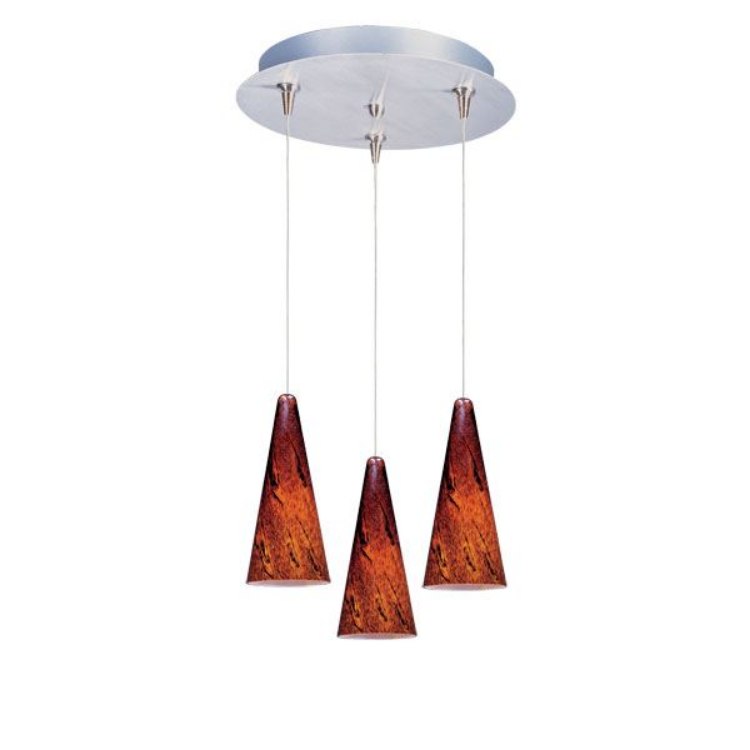 Picture of 50W Lava 3-Light RapidJack Pendant and Canopy SN Amber Lava Glass 12V GY6.35 T4 Xenon (OA HT 11"-131.25") (CAN 11.75"x1.25")