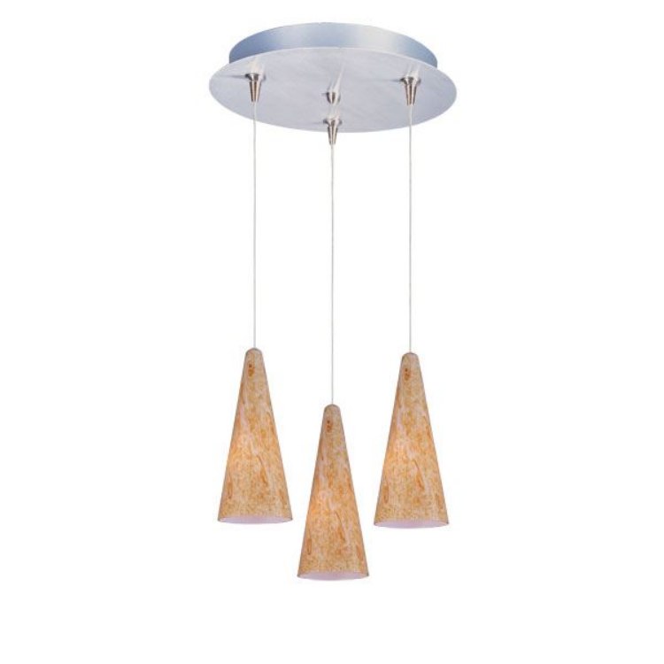 Picture of 50W Lava 3-Light RapidJack Pendant and Canopy SN Gold Lava Glass 12V GY6.35 T4 Xenon (OA HT 11"-131.25") (CAN 11.75"x1.25")
